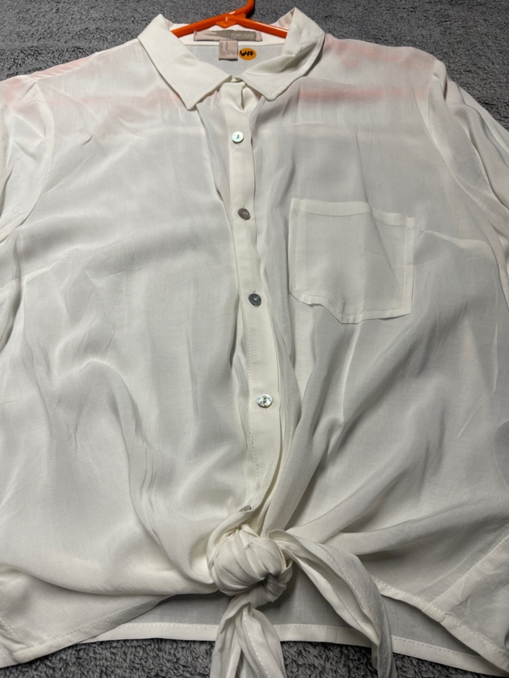 Forever 21 White Tie-Front Button Down Top - Picture 4 of 6